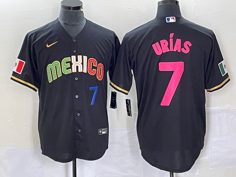 Men 2023 World Cub Mexico #7 Urias Black pink Nike MLB Jersey2->more jerseys->MLB Jersey